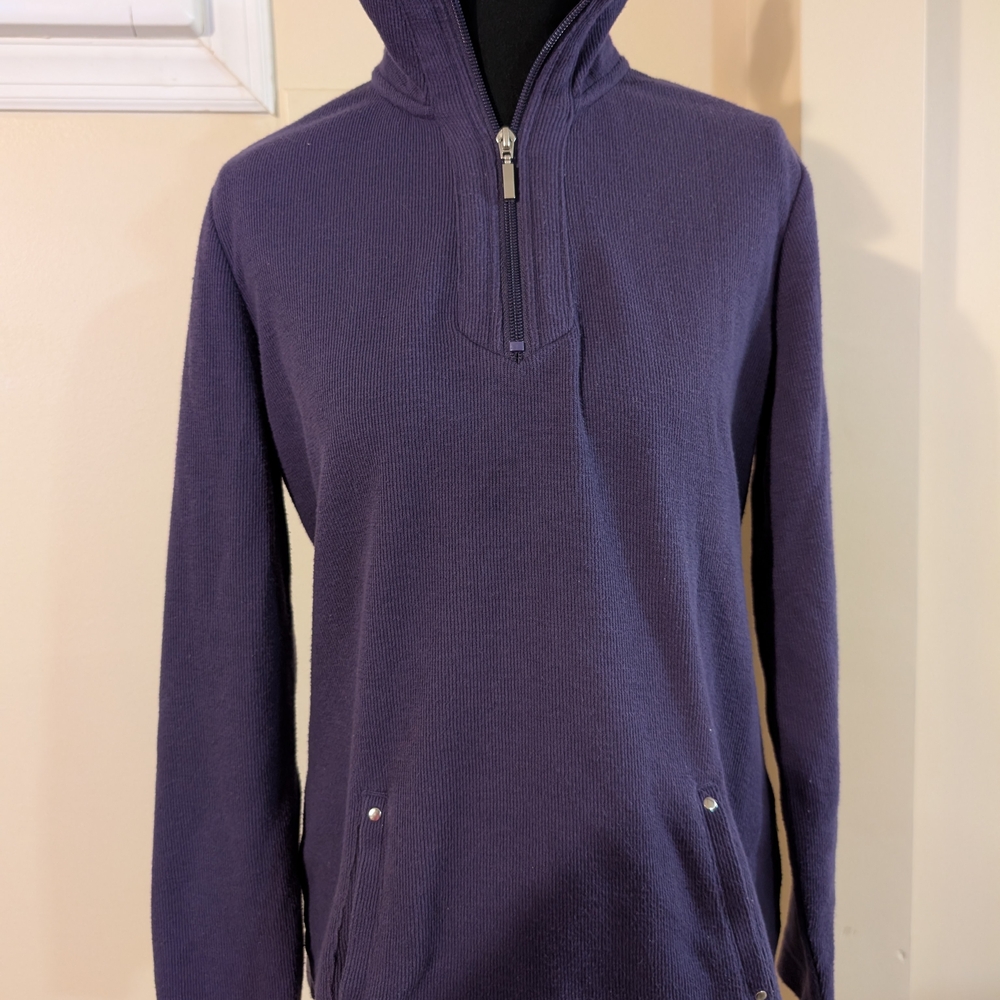 Karen Scott Purple Zip Up Sweater with Standing Collar